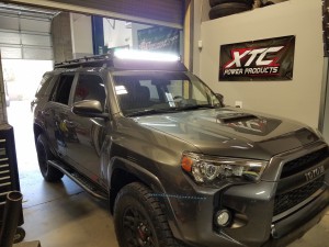 Rick brought his 2016 Toyota USA4 Runner for some Rigid Industries - LED Lighting. A 50" Radiance was installed above the windshield & a pair of Dually Flood lights mounted to the rear of his GOBI Racks.