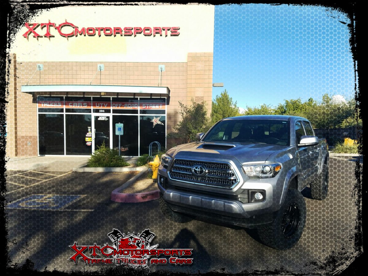 Nathan brought us his 2016 Toyota USA Tacoma for a BADASS suspension upgrade. We installed ICON Vehicle Dynamics stage 3 lift kit which includes 2.5" IFP extended travel front coilovers, billet aluminum uni-ball upper control arms, rear progressive add-a-leaf pack, & V.S. 2.5 Series remote reservoir rear shocks. We also put some 285/70R17 Nitto Tire Ridge Grappler tires on some ICON Alpha 17x8.5 Satin Black wheels.