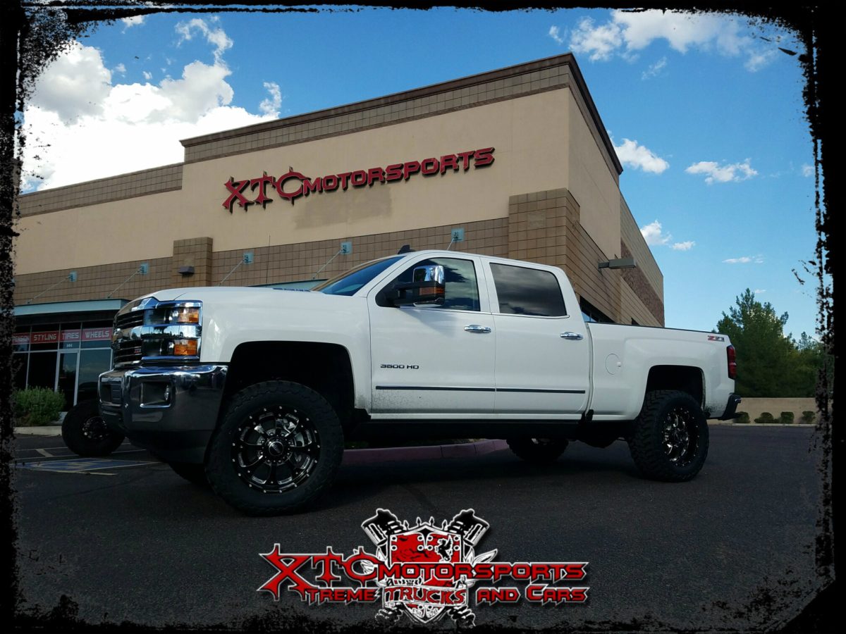 Tyler flew out from Northern California to buy his truck and made sure XTC Motorsports did some suspension upgrades before he drove his brand new ride home. We installed Cognito Motorsports, Inc upper control arms and pitman & idler arm support kit, Fox Racing 2.0 Performance series shocks on the front & rear, Toyo Tires 295/60R20 Open Country ATII tires on some SOTA Offroad 20x9 Novakane Death Metal wheels.