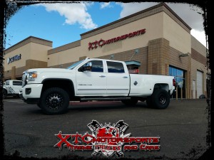 Mike brought in his 2015 GMC Sierra 3500 Dually for a set of Cognito Motorsports Upper Control arms, Fox 2.0 series shocks, and some 285/75R17 Nitto Ridge Grappler tires wrapped around some 17" XD Series XD130 Grey w/black ring wheels.