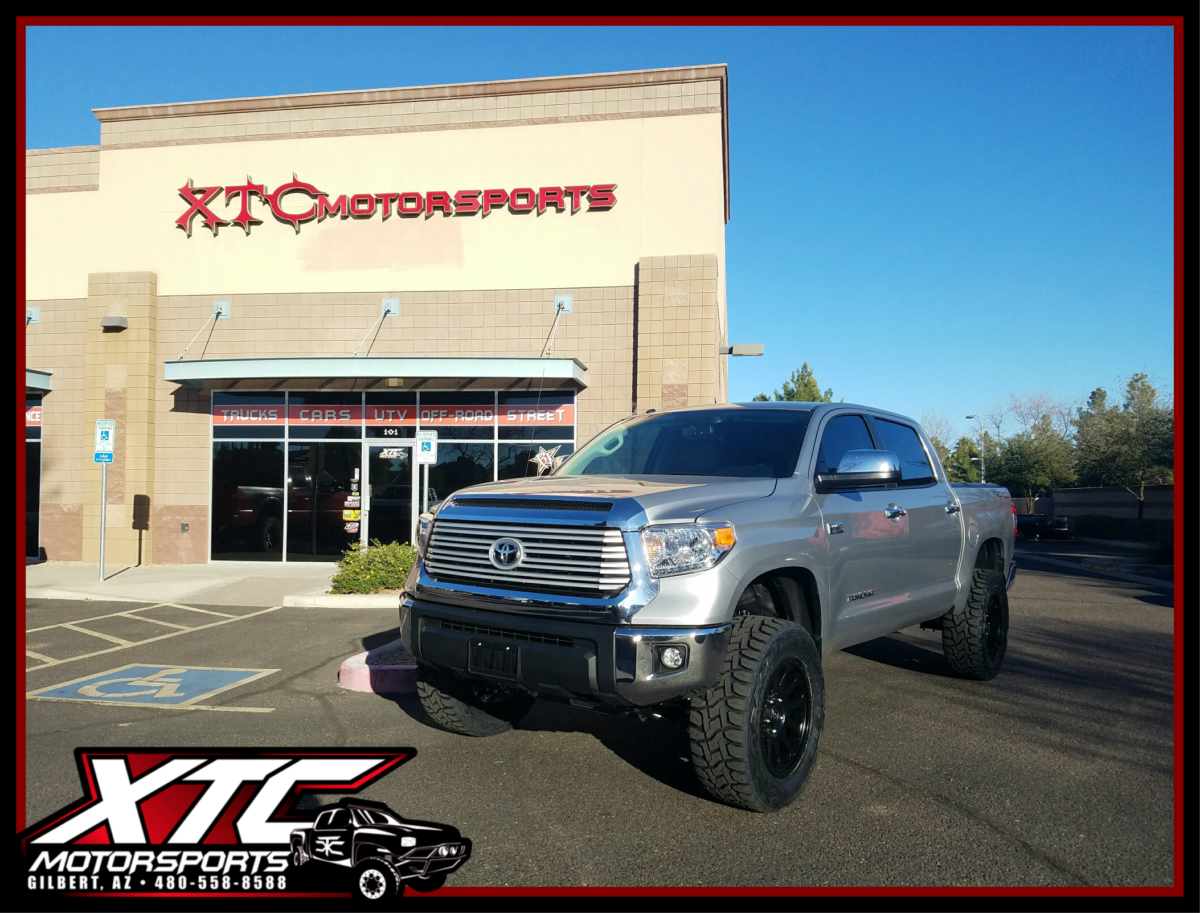 Rad dropped his 2017 Toyota Tundra off for a ReadyLift 6" Suspension lift with Bilstein rear shocks, 35x12.50R20 Toyo Open Country R/T tires wrapped around some 20x9 Fuel Offroad Vector wheels, & a Magnaflow Cat-Back polished stainless steel Dual exhaust.