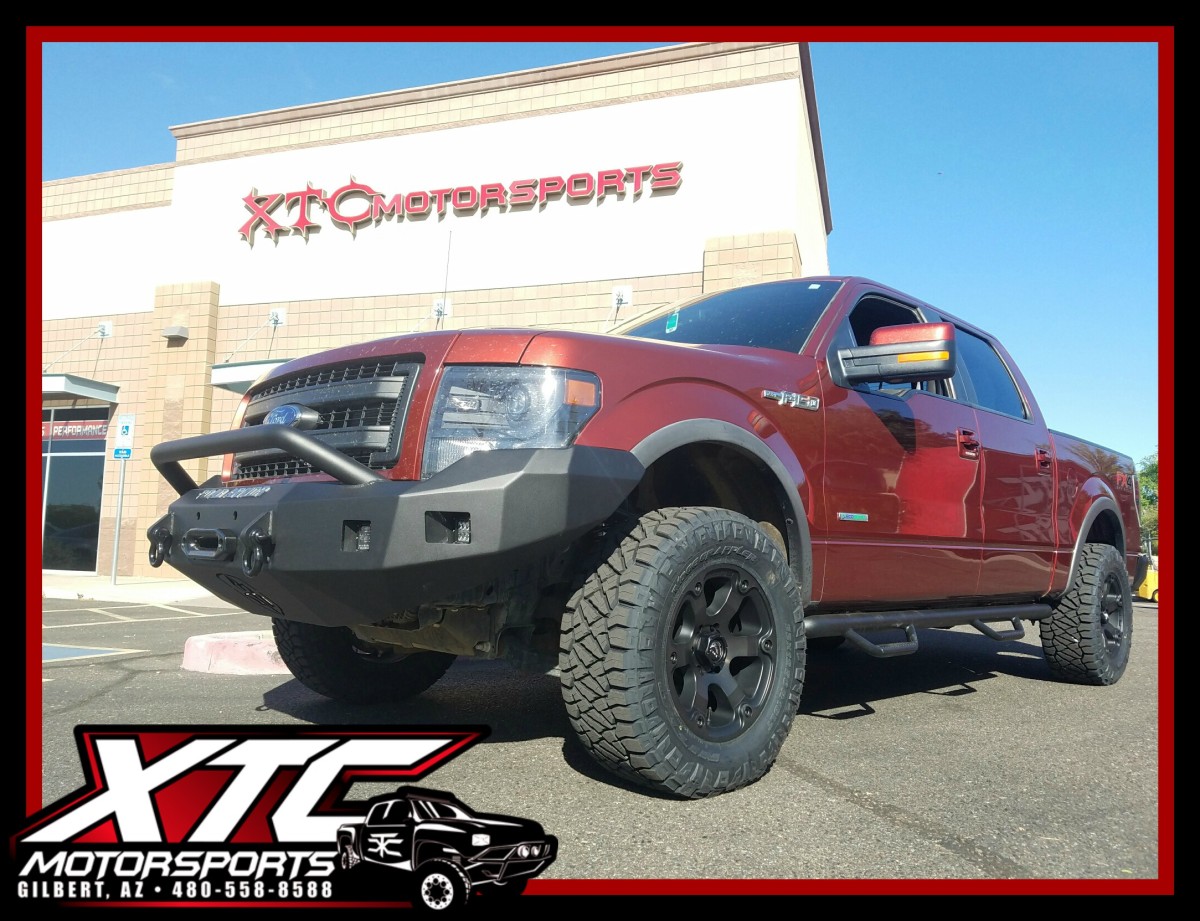 Fernando brought in his 2014 Ford Motor Company F-150 FX4 for an ICON Vehicle Dynamics Stage 2 0-3" suspension lift with 2.5" Coil Overs, 2.0 rear shocks, & Uni-Ball upper control arms, N-FAB textured black wheel to wheel nerf steps, Road Armor Bumpers front & rear with Rigid Industries - LED Lighting fog & drive lights up front & a backup light kit for the rear, Fuel Offroad 18x9 Double Dark Tint Beast wheels wrapped with 33x12.50R18 Nitto Tire Ridge Grapplers.