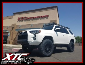 Our buddy John over at Handcrafted Car Audio brought in his 2016 Toyota USA 4Runner for an ICON Vehicle Dynamics suspension system including extended travel front coil-overs with tubular upper control arms, 2" rear coil springs with 2.5" VS series remote reservoir rear shocks, a set of 285/70R17 Nitto Tire Ridge Grappler's wrapped around a set of 17x8.5 Fuel Offroad D579 Black Vector wheels.