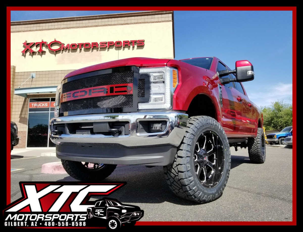 Scott dropped off his 2017 Ford Motor Company F-250 Super Duty for a 3.5" Pro Comp Nitro Lift, Magnaflow Black DPF Back Tail Pipe, AMP Research power steps, a custom painted Kelderman Air Suspension Systems Alpha Series grille, and we finished it off with a set of 22x10 Buck 25 Black & Milled XD wheels wrapped with a set of 37x12.50R22 Nitto Tire Ridge Grapplers.