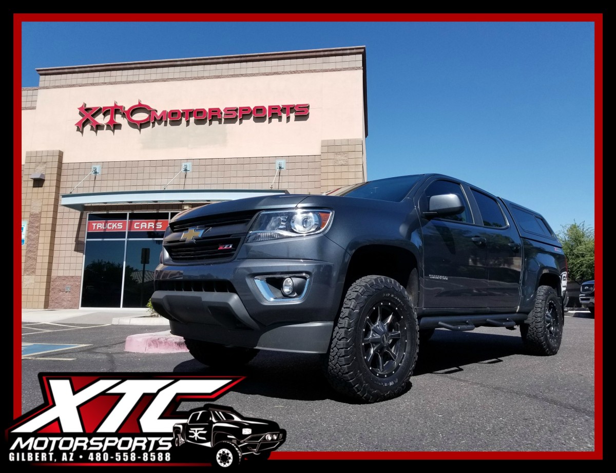 Jeff recently put on a set of 17" Moto Metal MO970 Satin Black & Milled wheels, wrapped with a set of 265/70R17 BFGoodrich Tires All Terrain KO2 tires on his 2015 Chevrolet Colorado and had a slight rubbing issue. He then gave us a call to find out his options and he decided to go with the ICON Vehicle Dynamics Stage 2 suspension system because of the performance advantages compared to a typical leveling kit for the off roading that he does. He also decided to put on a set of N-FAB wheel to wheel nerf bars.
