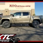 We just built this 2017 GMC Canyon for Alec. We installed an ICON Vehicle Dynamics Stage 4 suspension system, a set of 265/70R17 Toyo Tires Open Country AT II's wrapped around a set of Fuel Offroad Black & Milled Maverick wheels, AMP Research PowerSteps & BedXtender HD Sport, & a set of Husky Liners rear wheekl weel guards.