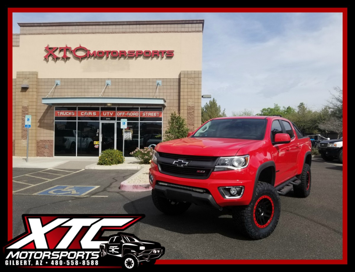 Timothy had us put a BDS Suspension 5.5" lift with FOX Coilovers & rear shocks, a set of 295/70R17 Nitto Ridge Grappler tires wrapped around a set of custom painted Fuel Offroad D584 Matte Black wheels on his 2016 Chevrolet Colorado.