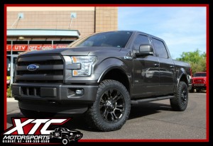 Mike brought in his 2015 Ford F150 for a ReadyLift Suspension 2.5" leveling kit, a set of 20x9 Fuel Offroad Matte Black & Double Dark Tint Vapor wheels wrapped with a set of 295/60R20 Nitto Ridge Grappler tires.